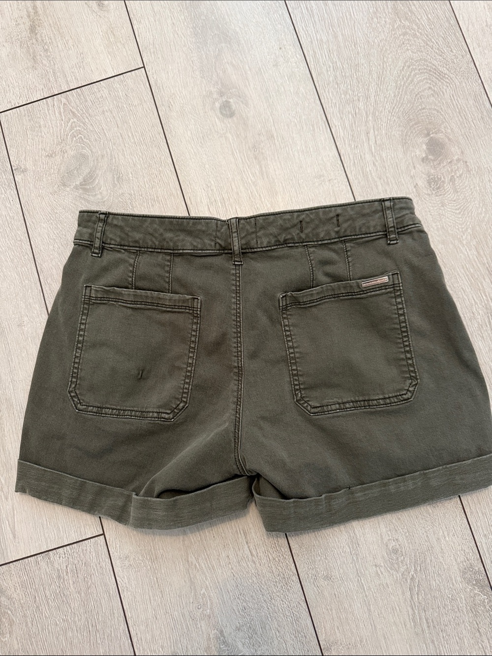 White House Black Market Olive Utility Cargo Shorts with Zip Pockets and D-Ring - Picture 5 of 6